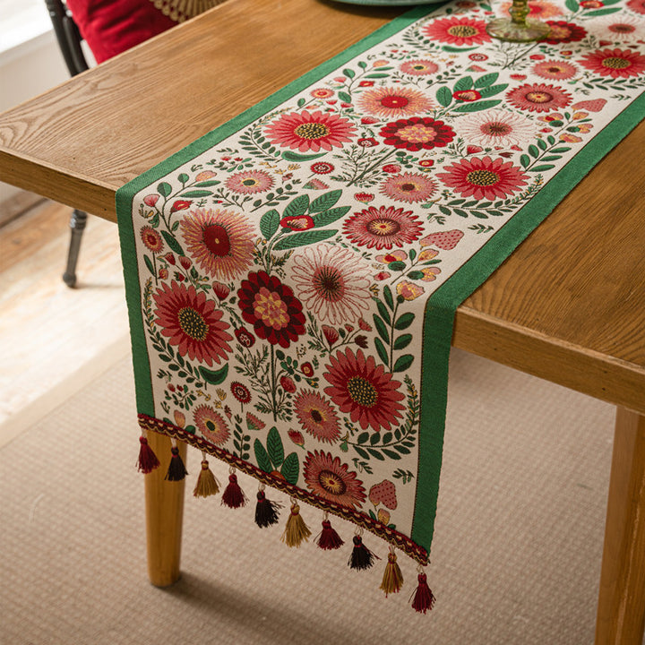 Embroidered Floral Pattern Table Runner