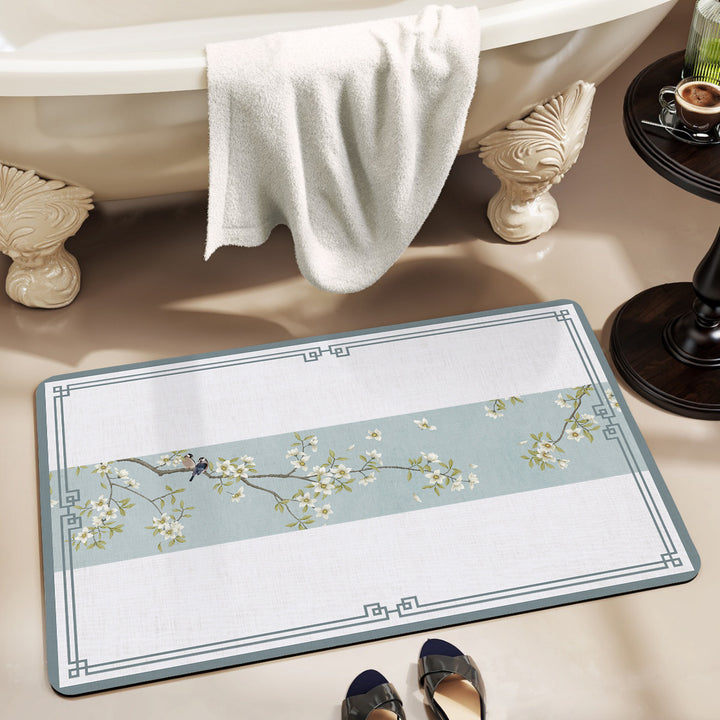 Artistic Floral Bath Mat Bowlift