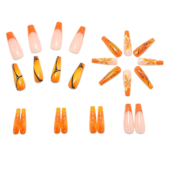 Artificial nails with floral motif and creative design Bowlift