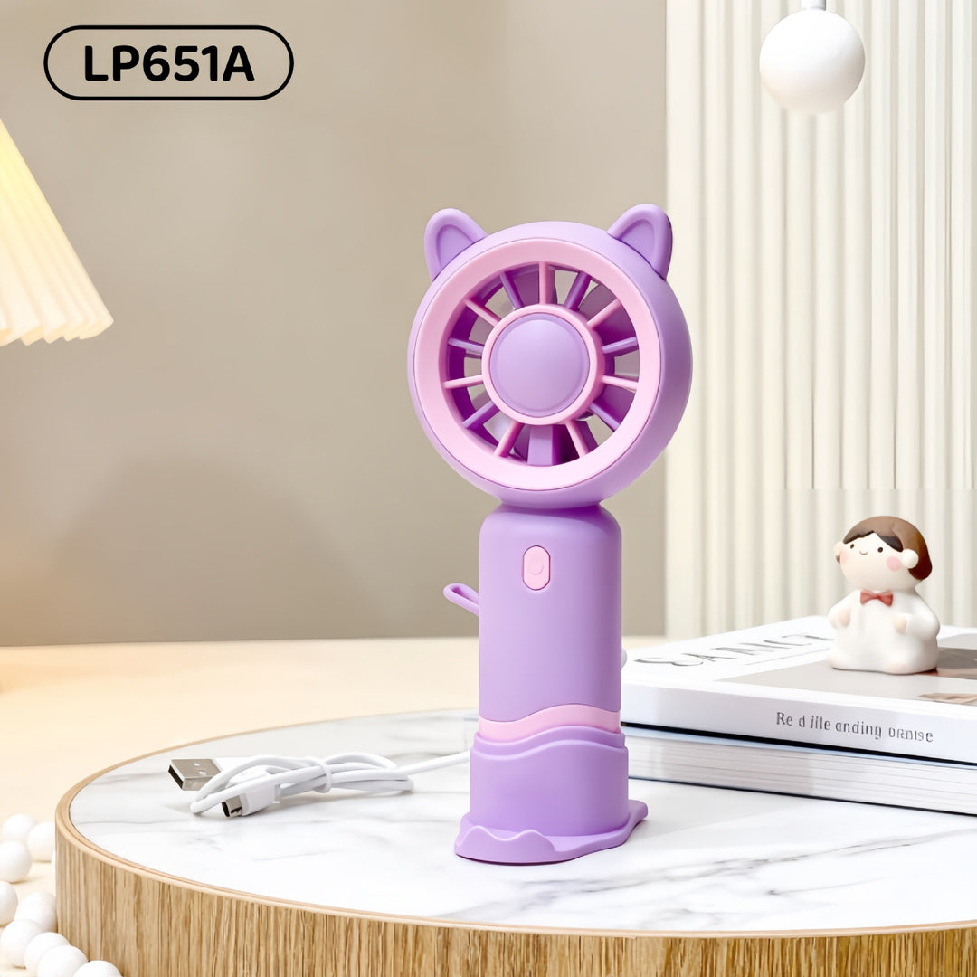Ladies Portable Mini Handheld Fan with Cat Ears Bowlift