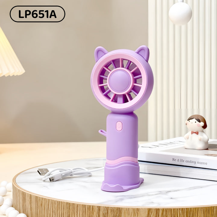 Ladies Portable Mini Handheld Fan with Cat Ears Bowlift