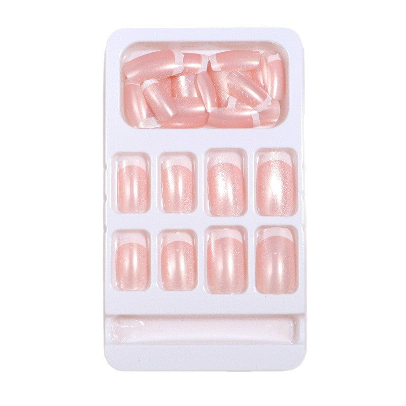 Premium Glossy French Tip Press-On Nails Bowlift