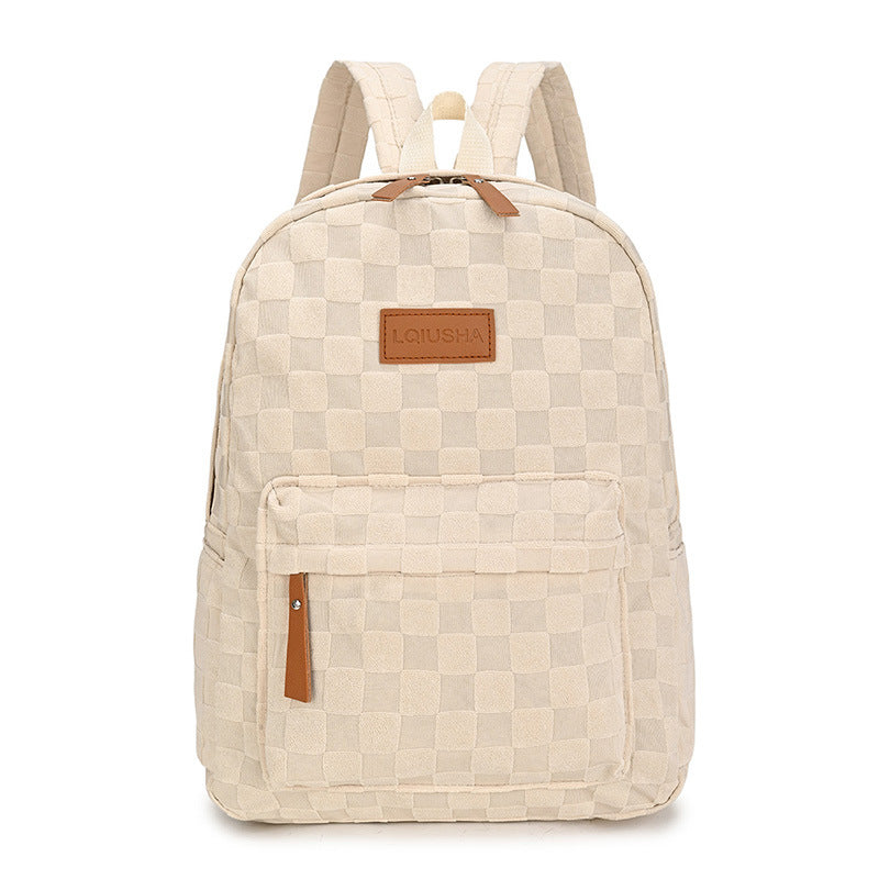 Stylish Checker Pattern Backpack