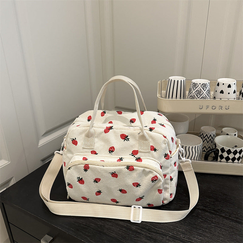 WoPlayful Strawberry Print Crossbody Bag Bowlift