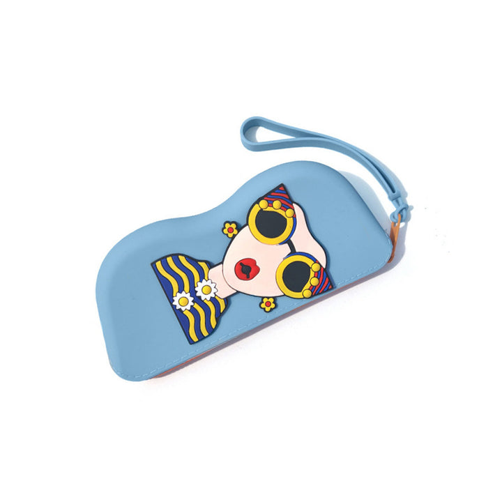 Molded silicone protective sunglasses case with paracord wrist strap and 3D floral eyewear applique Bowlift