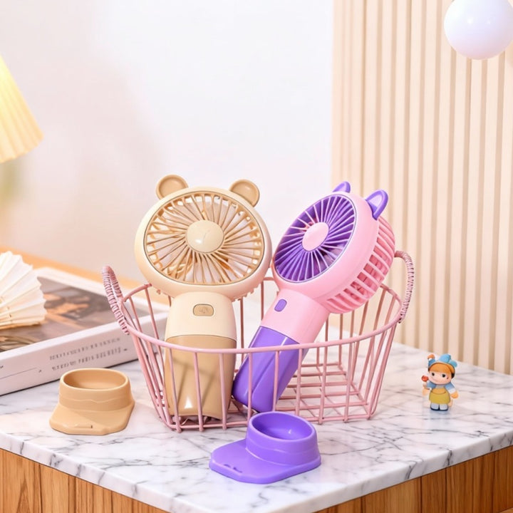 Women Portable Hand Fan in Cute Bear Design Bowlift