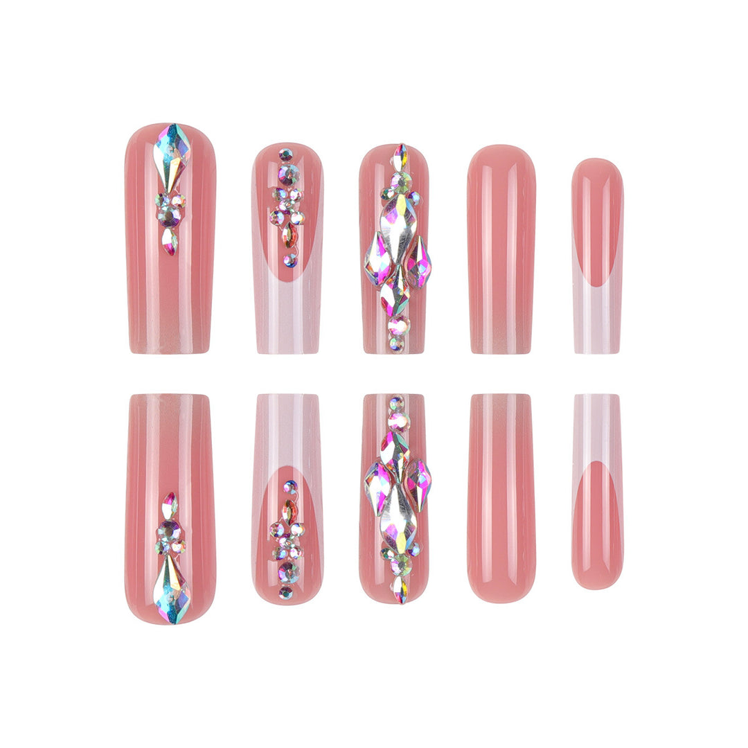 Glamorous Rhinestone-Embellished Press-On Nail Set Bowlift