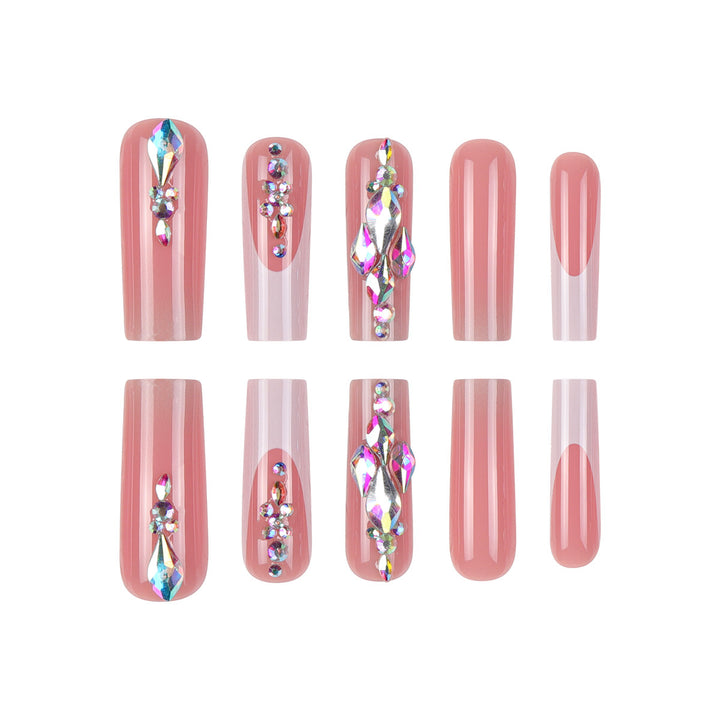 Glamorous Rhinestone-Embellished Press-On Nail Set Bowlift