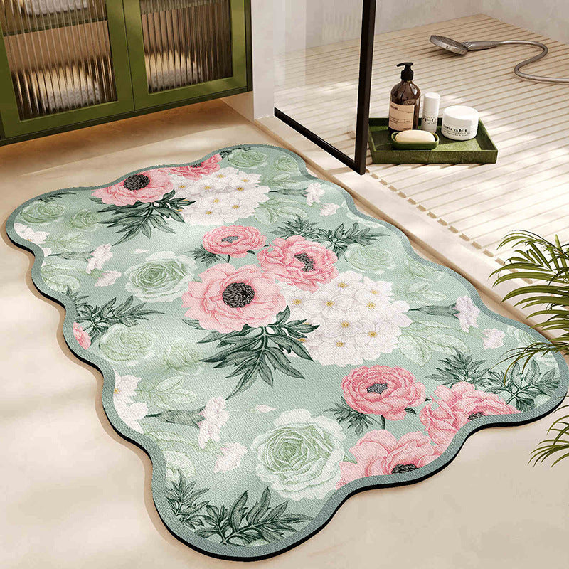 Floral Pattern Bath Mat Bowlift