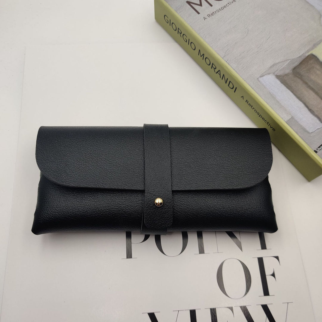 Soft PU Leather Sunglasses Roll-Up Case with Snap Strap Bowlift