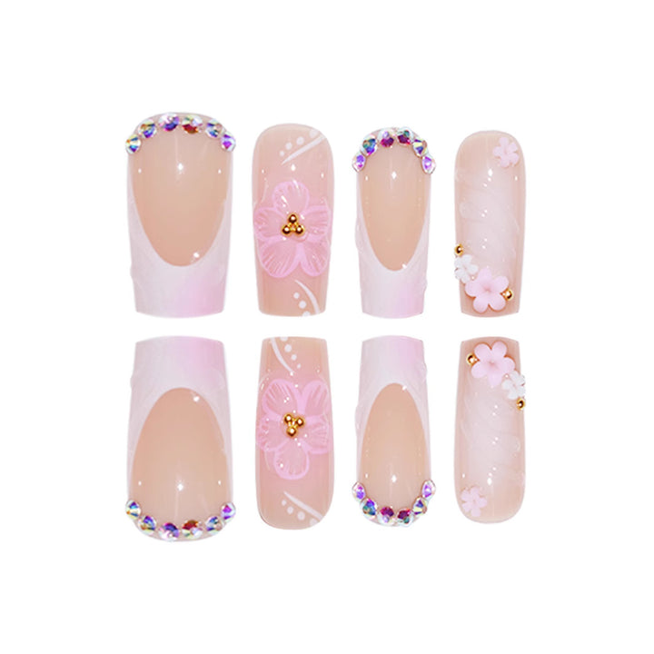 Decorative Floral Press-On Nail Art Set Bowlift