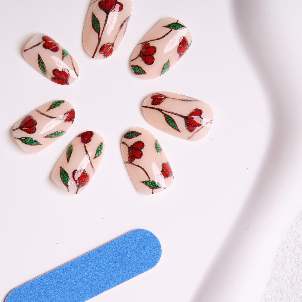 Floral-Designed Press-On Nails Bowlift