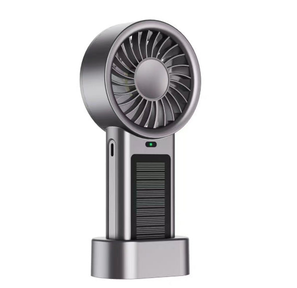 Unisex portable hand fan with solar panel, USB charging function and rechargeable battery Bowlift