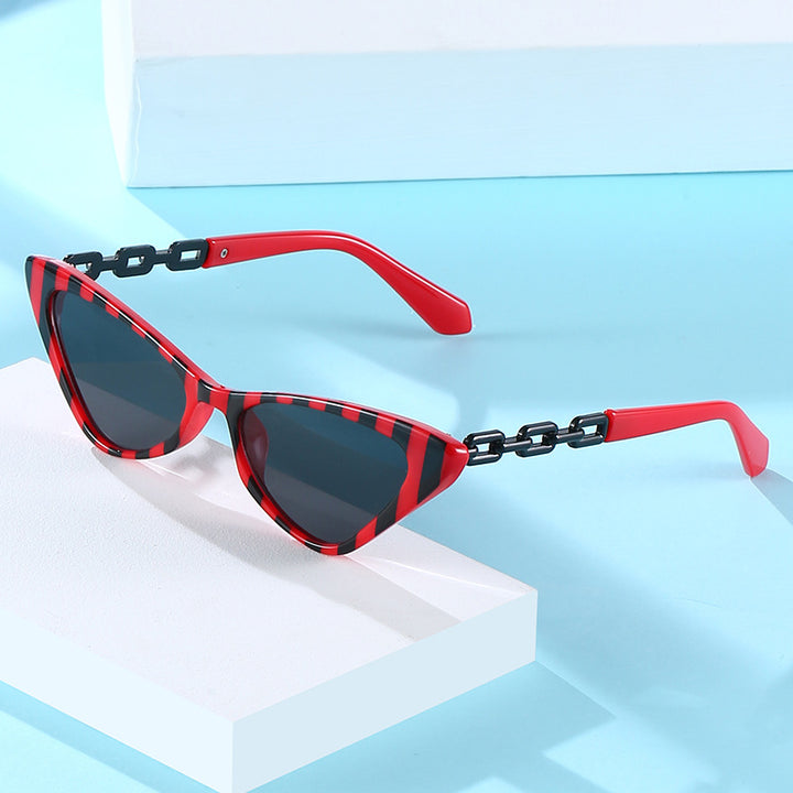 Women Cat-Eye Sunglasses with Stylish Chain Accents Bowlift