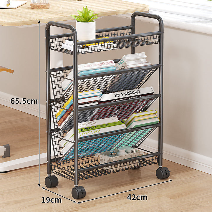 Rolling Metal Book Storage Rack Bowlift