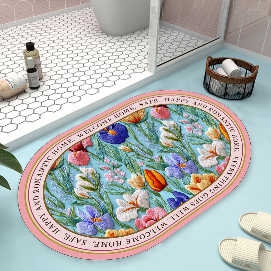 Floral Design Bath Mat Bowlift