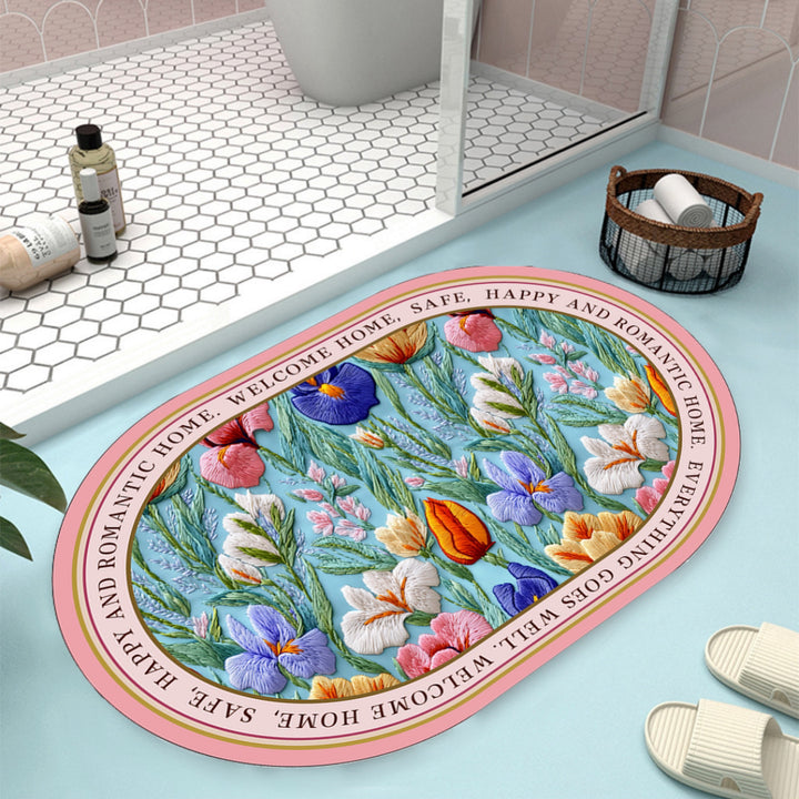 Floral Design Bath Mat Bowlift