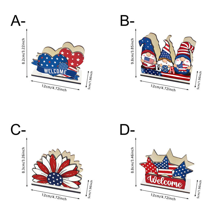 Unisex nan hand-painted deco set wooden gnomes trio with US flag design Bowlift