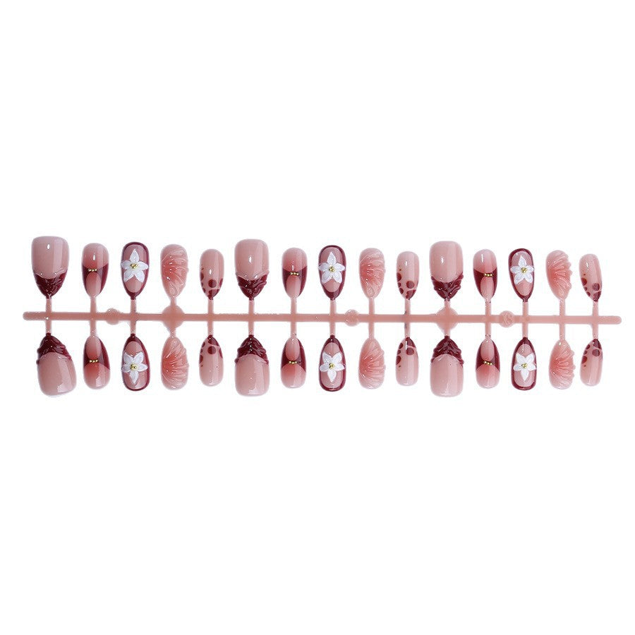Elegant artificial nails with floral decor Bowlift