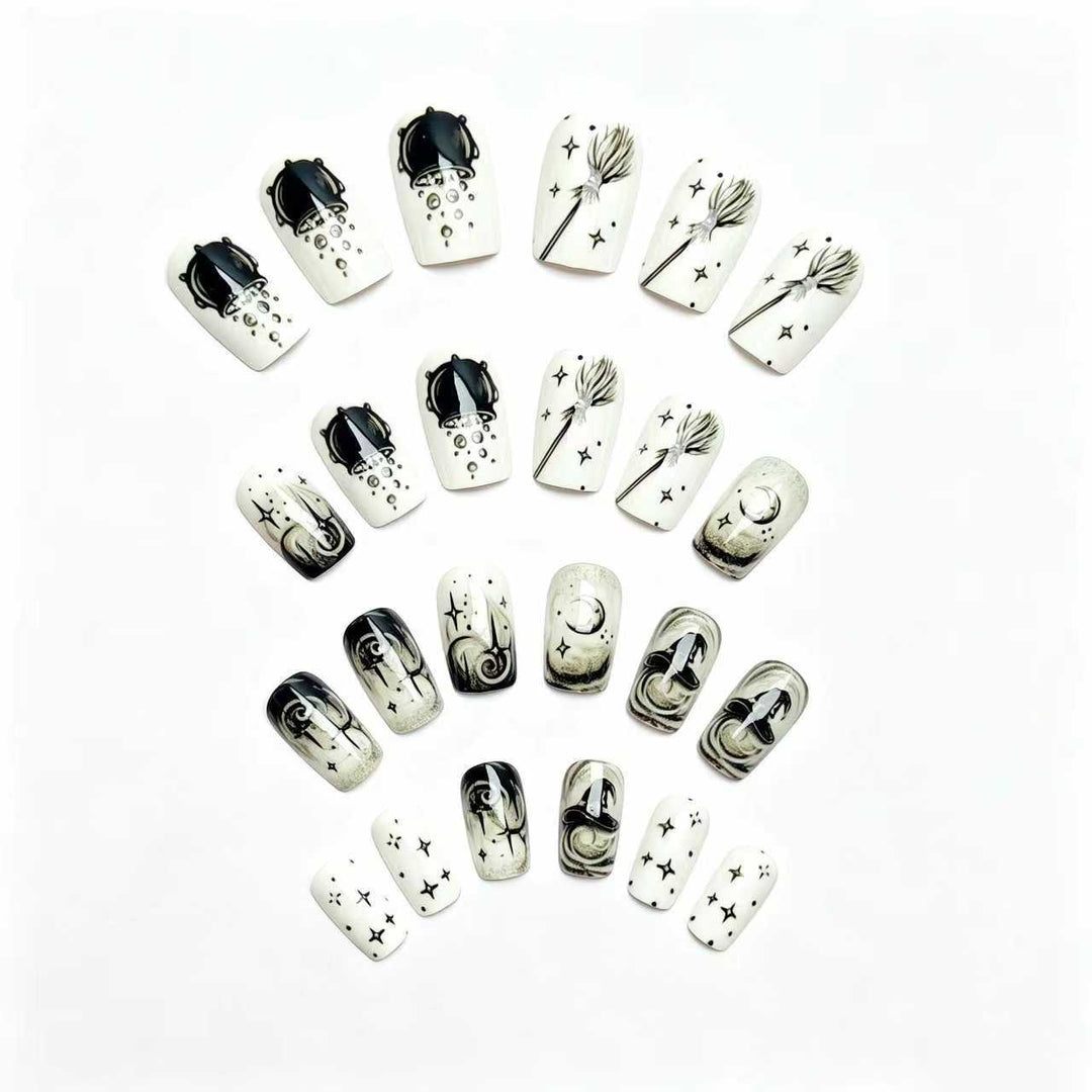 Creative acrylic nails with witch motifs Bowlift