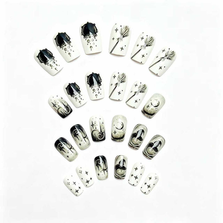 Creative acrylic nails with witch motifs Bowlift