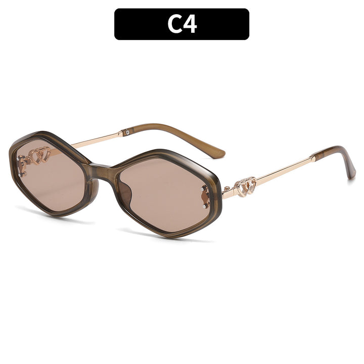 Oversized geometric acetate sunglasses with gold metal temples and crystal interlock detail Bowlift