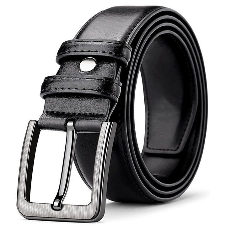 Classic Genuine Leather Dress Belt with Brushed Metal Pin Buckle Bowlift