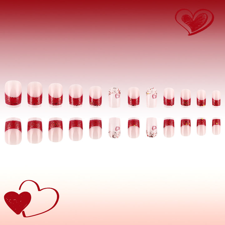 Romantic Glittery Press-On Nail Art Set Bowlift