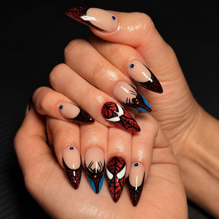 Themed Press-On Nail Set with Spider-Man Design Bowlift