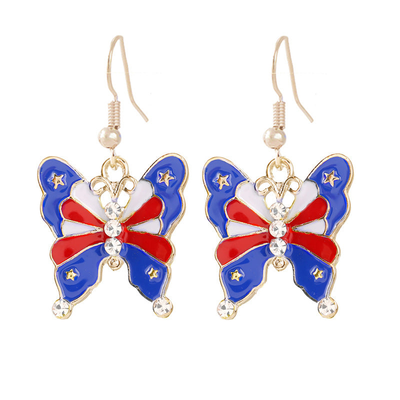 Ladies enamel earrings horseshoe with star stripe motif Bowlift