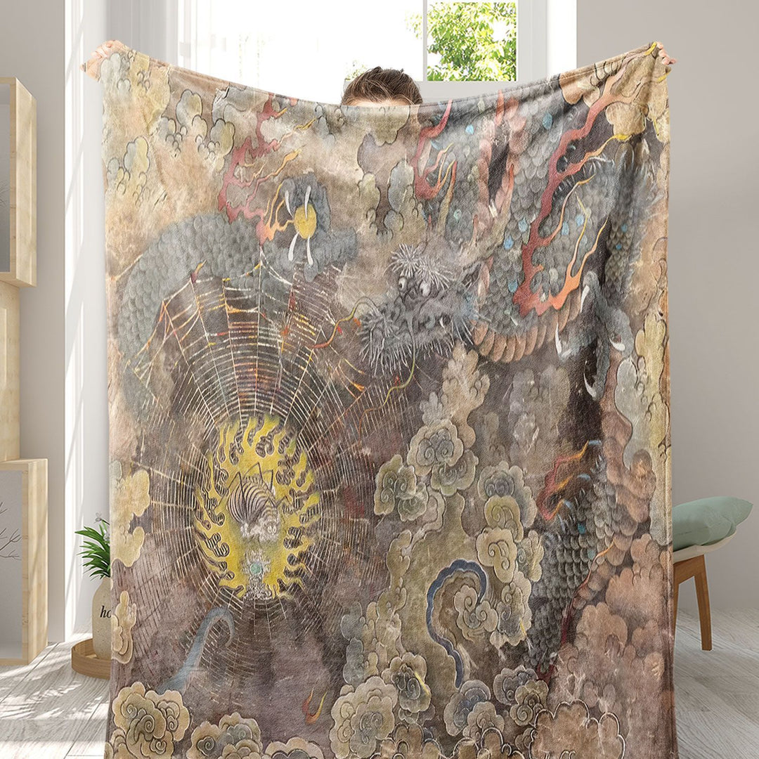 Artistic Dragon-Themed Throw Blanket