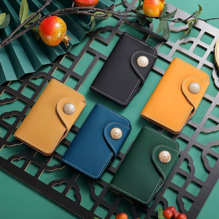 Luxury Leather Snap Closure Card Holder Bowlift