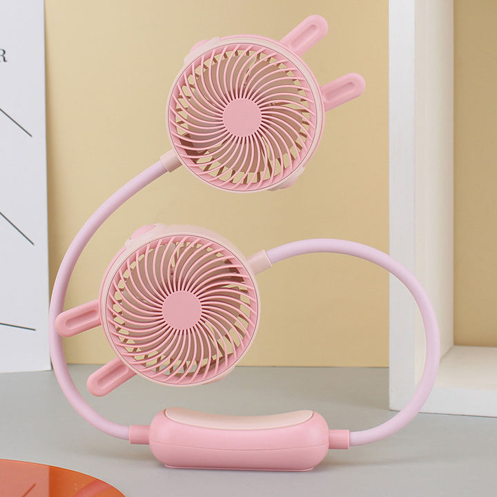 Women's Wearable Neck Fan with Dual Rotating Blades Bowlift