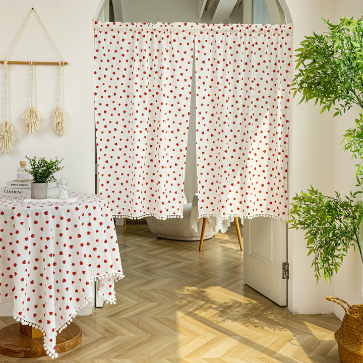 Strawberry Print Decorative Curtain