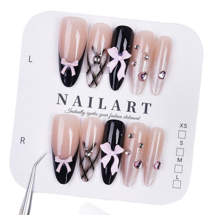 Decorative Press-On Nails with Floral Design Bowlift