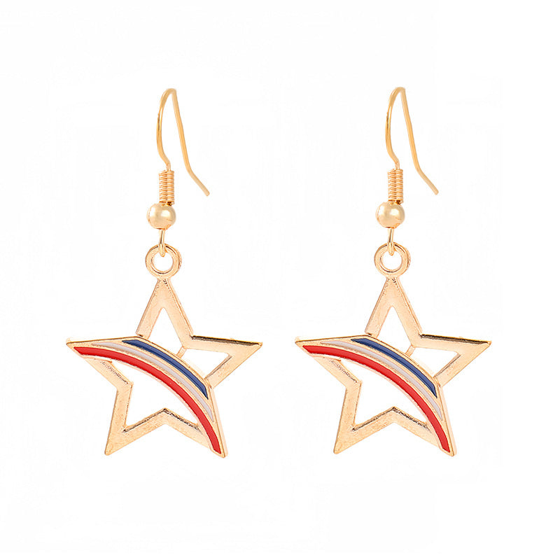 Women's nan patriotic horseshoe enamel dangle earrings with star-accented design and fishhook findings Bowlift