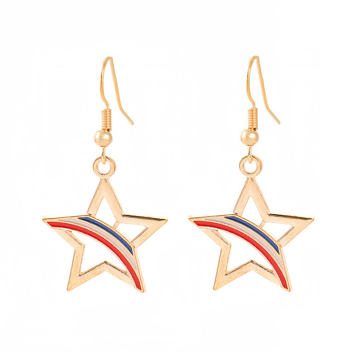 Women nan enamel horseshoe earrings with star motif and fishhook closure Bowlift