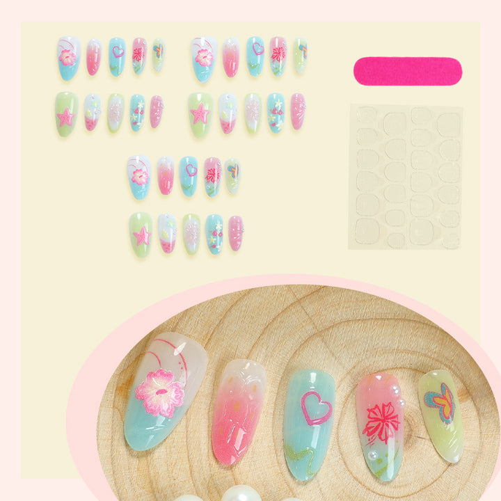 Creative Tropical-Inspired Press-On Nail Art Set Bowlift