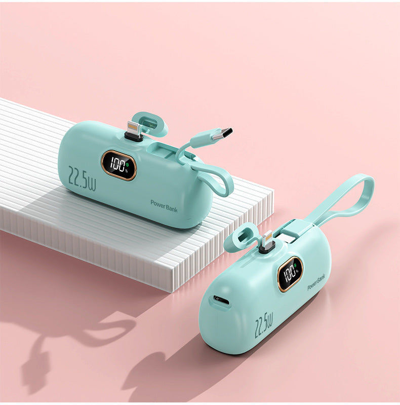 Portable power bank with innovative 22.5W fast charging function and integrated cable system Bowlift