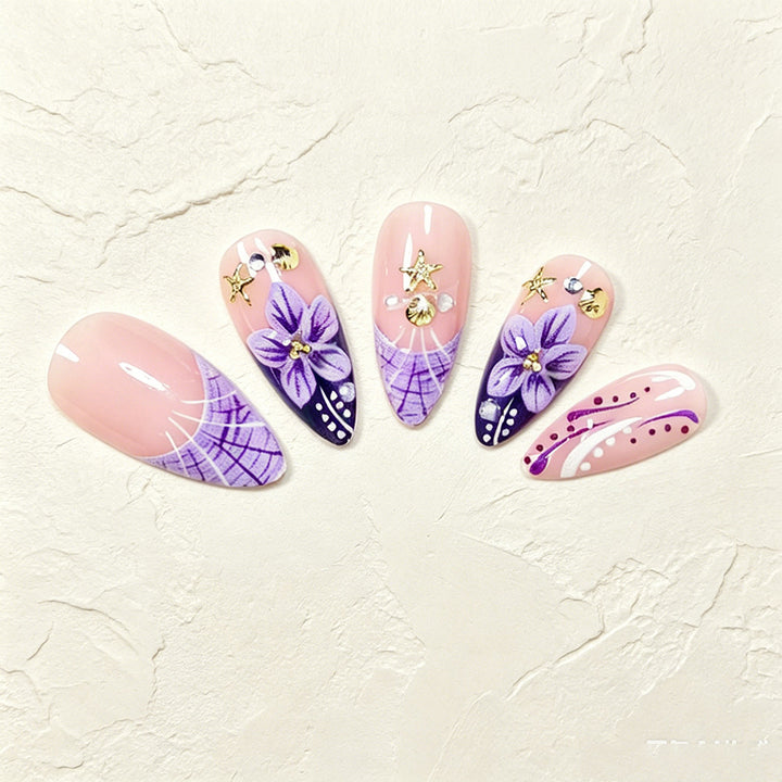 Decorative Floral Stiletto Nail Art Bowlift