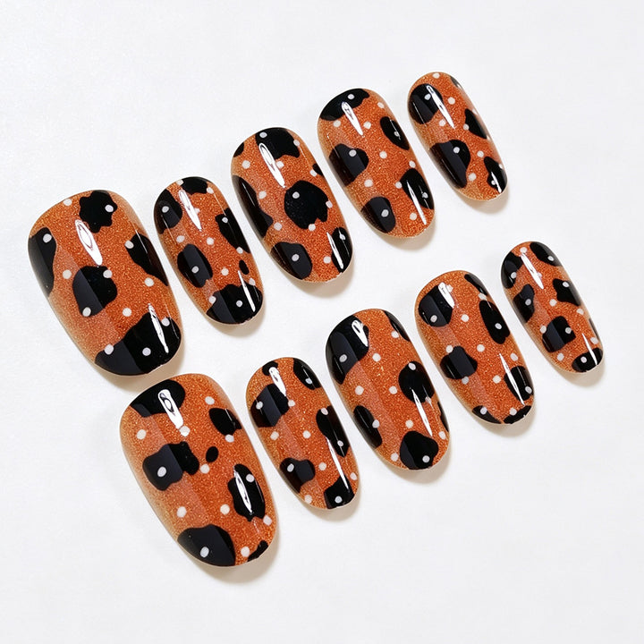 Artistic Leopard Print Press-On Nail Art Bowlift