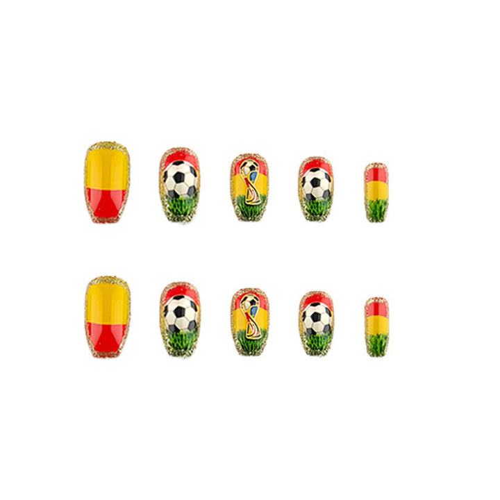 Sporty Football Design Artificial Nails Bowlift