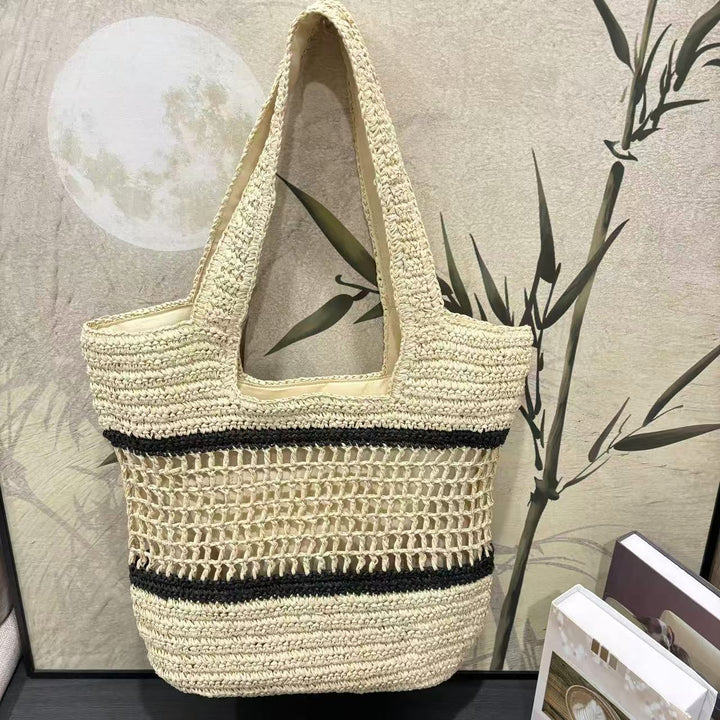 Handwoven tote bag with modern grid pattern Bowlift