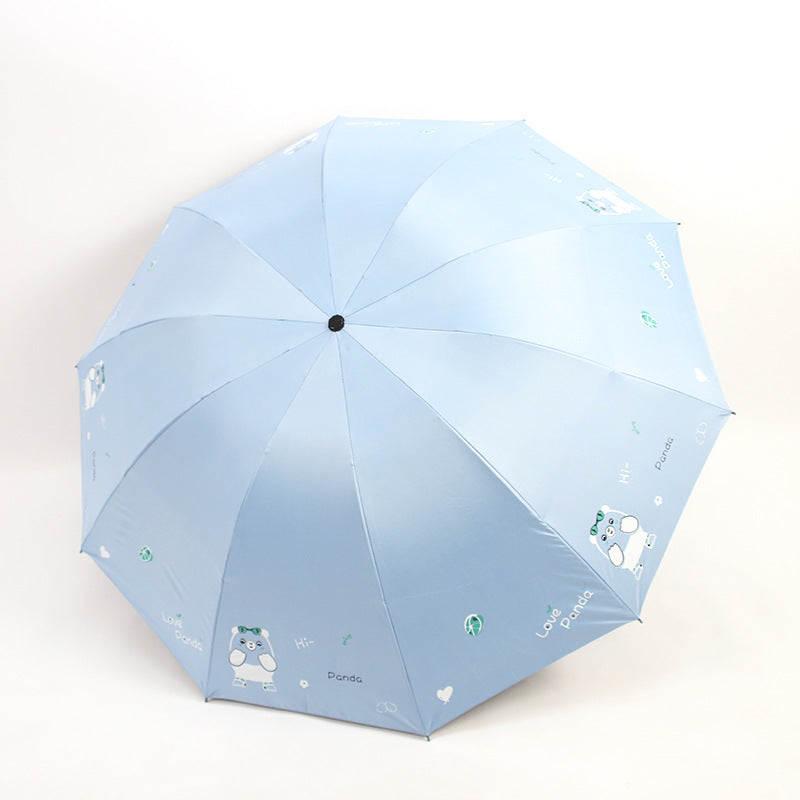 Ladies folding umbrella with cute panda design Bowlift