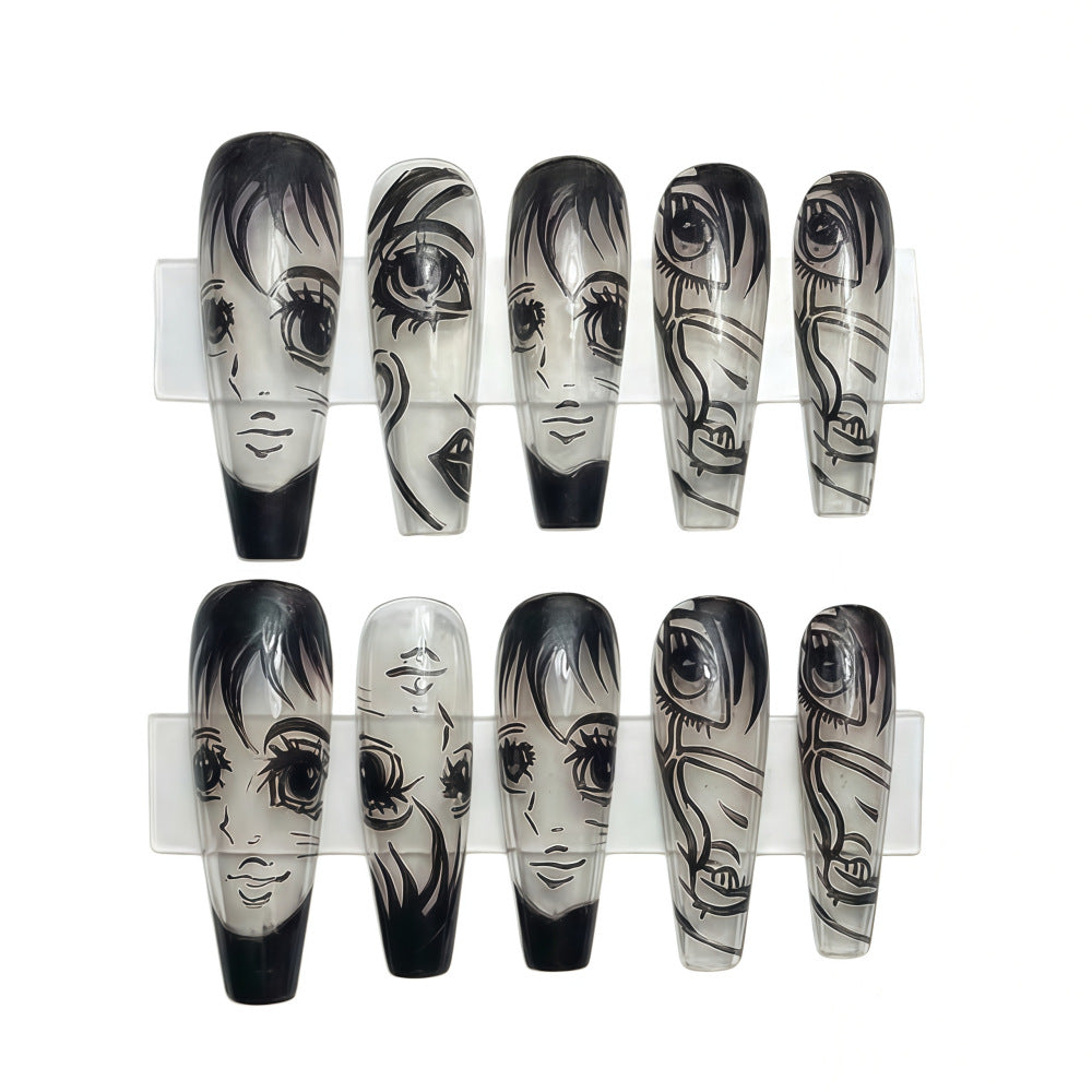 Art Nail Set with Artistic Portrait Designs Bowlift