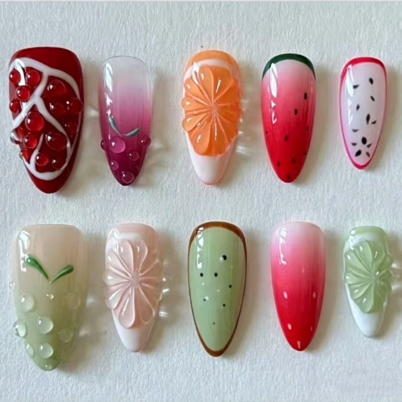 Nature-Themed Artistic Press-On Nail Set Bowlift