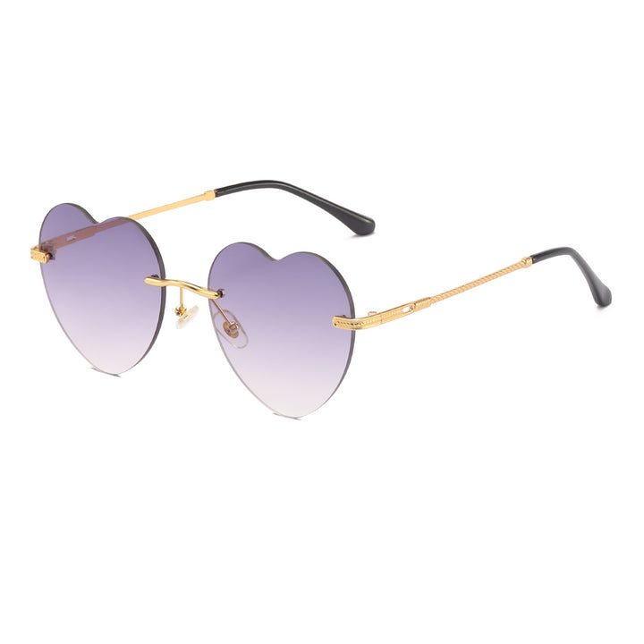Women's Heart-Shaped Sunglasses with Mirrored Lenses and Gold Frame Bowlift