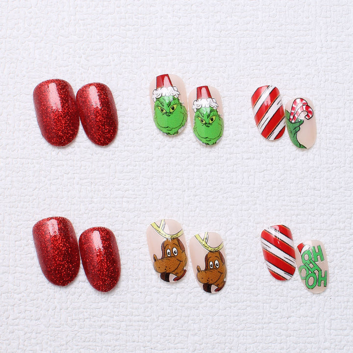 Holiday-Themed Press-On Nail Art Bowlift