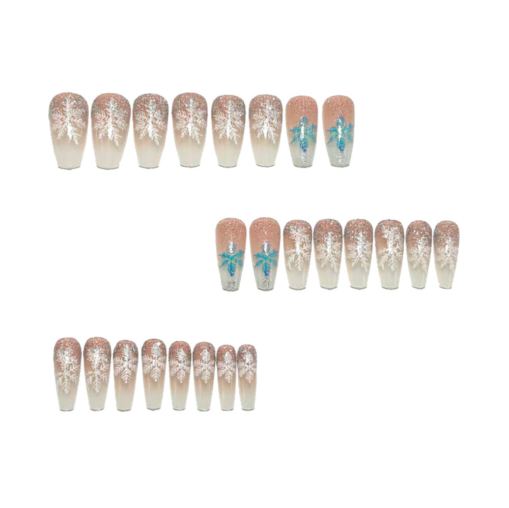 Premium Art Nails with Winter Snowflake Design Bowlift