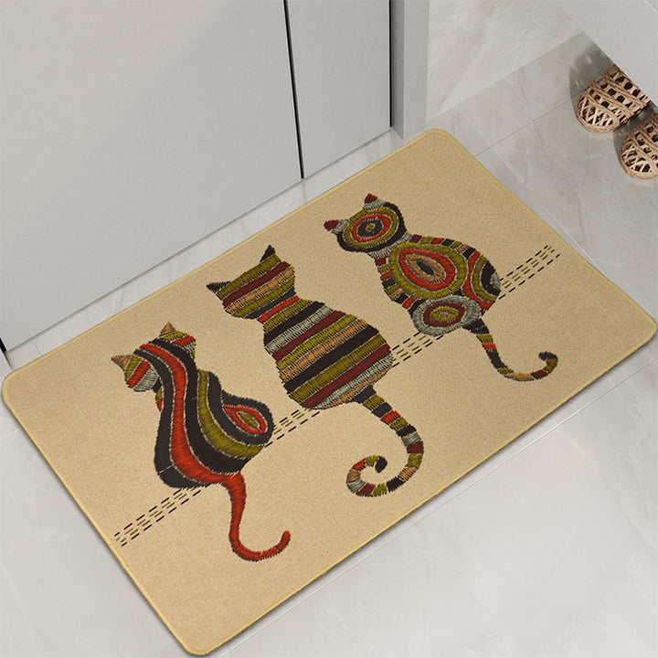 Playful Cat-Themed Bath Mat